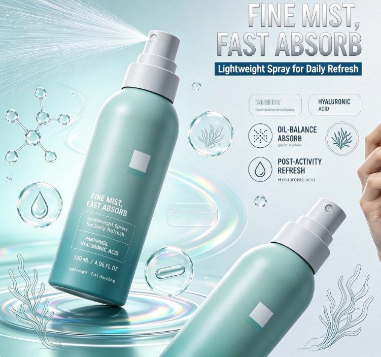 Dual-Pack Ice Cooling Facial Mist (2pcs) – Instant Refreshing & Moisturizing Lock-In Spray, Marine Blue Toner for Post-Sun Care & Lightweight Skin Prep
