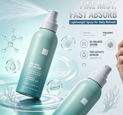 Dual-Pack Ice Cooling Facial Mist (2pcs) – Instant Refreshing & Moisturizing Lock-In Spray, Marine Blue Toner for Post-Sun Care & Lightweight Skin Prep