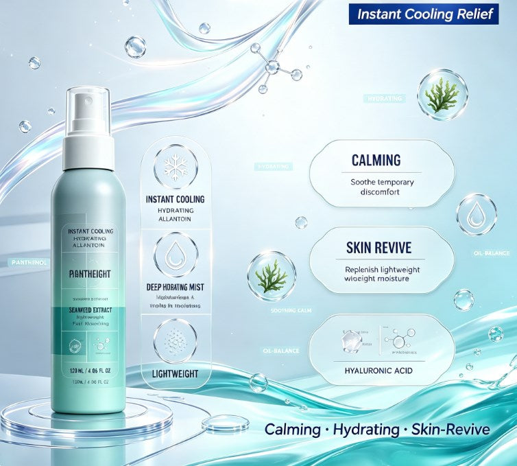 Dual-Pack Ice Cooling Facial Mist (2pcs) – Instant Refreshing & Moisturizing Lock-In Spray, Marine Blue Toner for Post-Sun Care & Lightweight Skin Prep